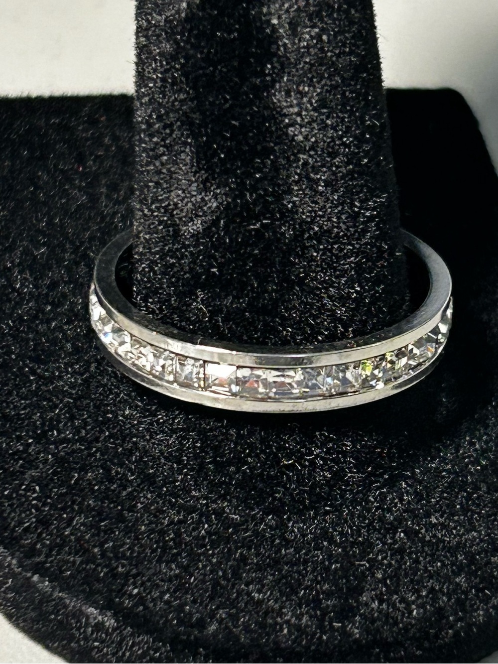 Silver tone Clear Crystal Eternity Band